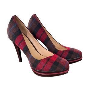 Cole Haan Comfort Chelsea Style Wool‎ Plaid 5 inch Heels Size 9